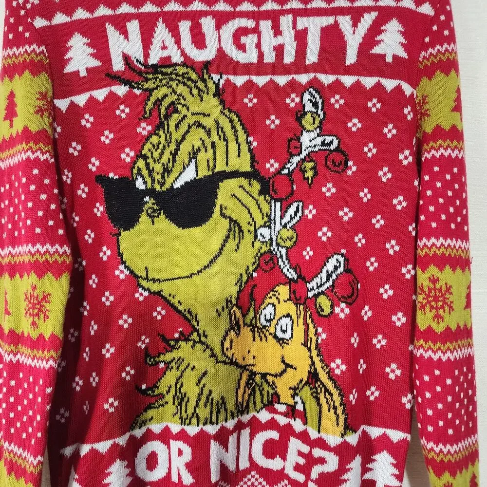 The Grinch Naught or nice men's small sweater